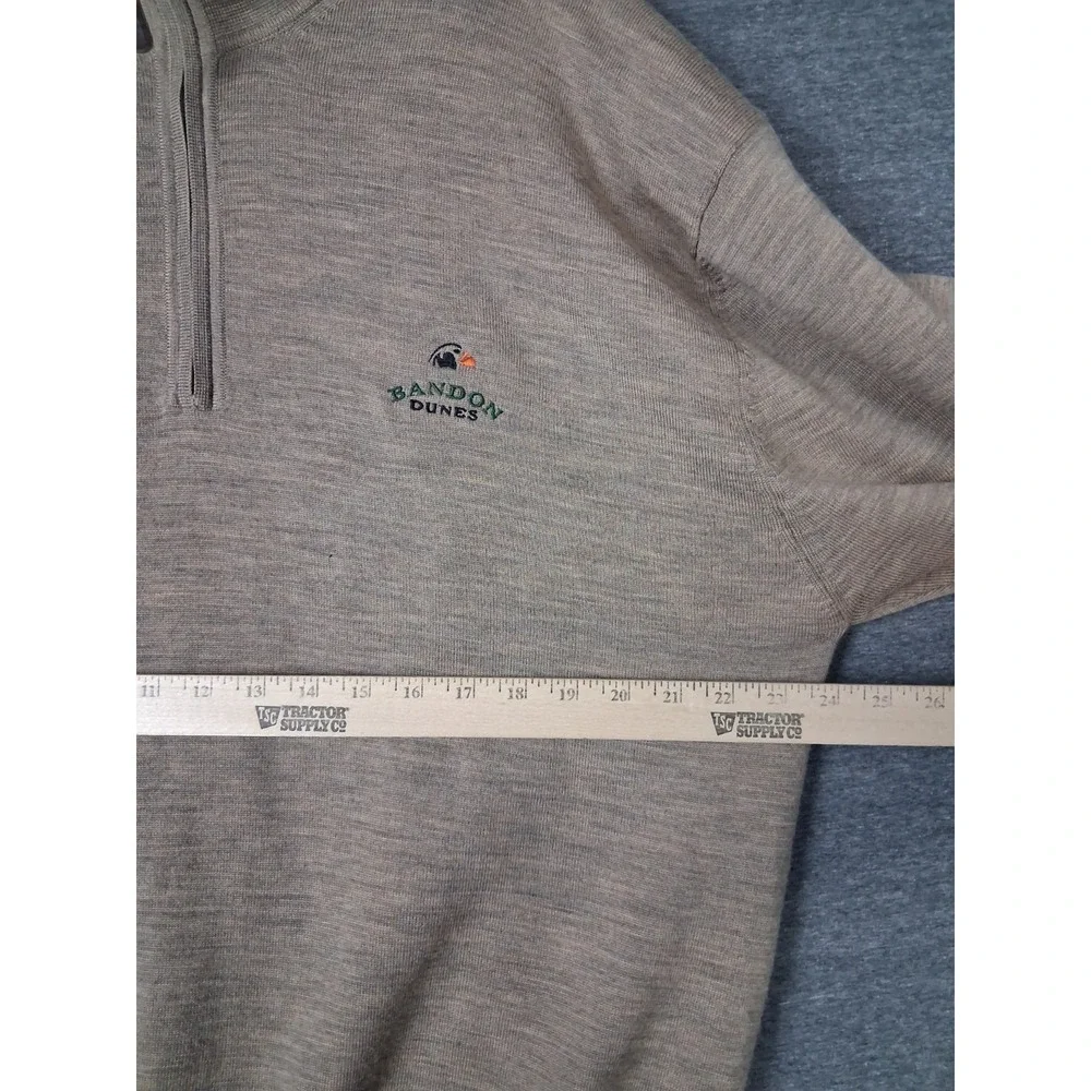 Fairway Greene Mens Sweater L Brown 1/4 Zip 100% Wool Lined Bandon Dunes Golf